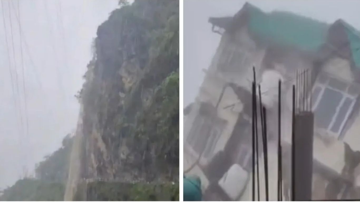 शिमला के भट्टाकुफर में ताश के पत्तों की तरह ढह गई बिल्डिंग कुल्लू और मंडी में नदी का रौद्र रूप